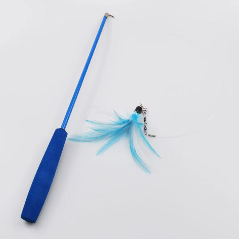 Interactive Cat Feather Toy Feather Teaser Stick Wand Pet Retractable Feather Bell Refill Replacement Catcher Product for Kitten