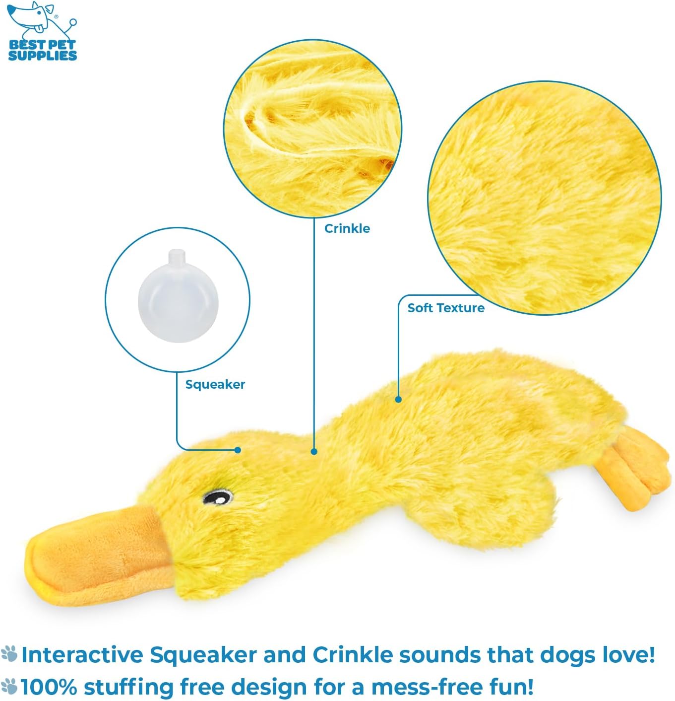 Vibrant Crinkle Duck Squeaky Chew Toy - Perfect for All Dog Sizes & Fetch Fun!