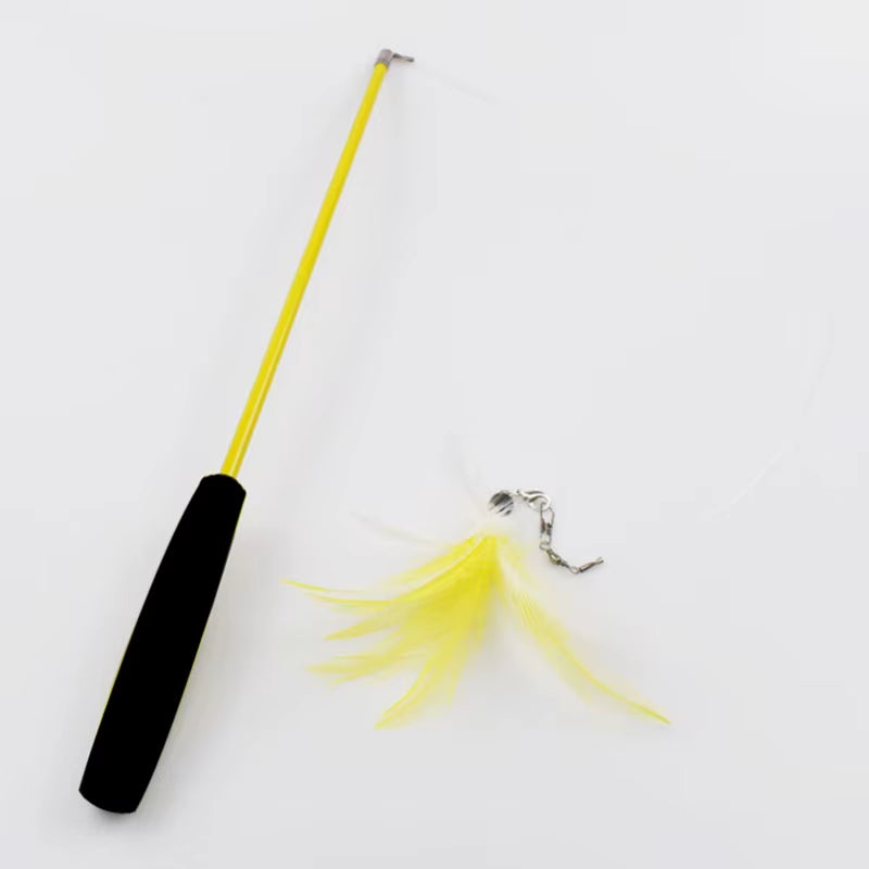 Interactive Cat Feather Toy Feather Teaser Stick Wand Pet Retractable Feather Bell Refill Replacement Catcher Product for Kitten