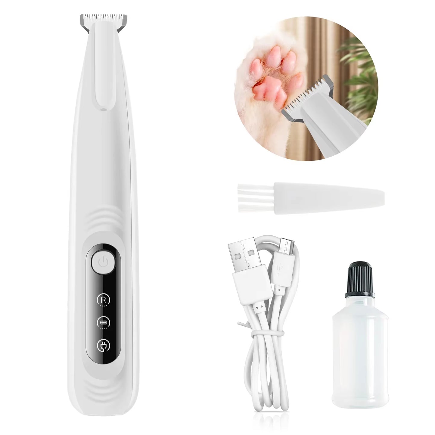 Pet Dog Paw Trimmer 500Mah Rechargeable Fully Waterproof Pet Hair Trimmer with LED Display Dog Clippers 18Mm Widen Blade