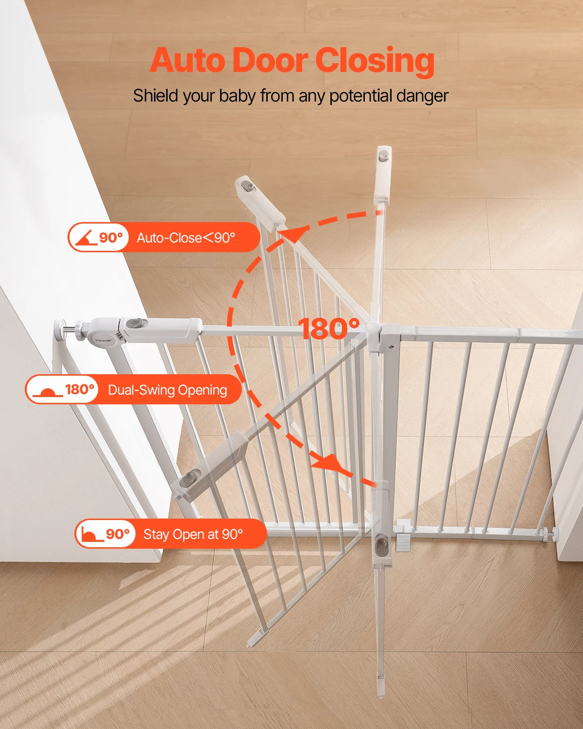 Baby Gate 28/30/36 Inches High Dog Gate Easy Step Walk Thru Child Pet Security Pressure Mount Kit Wall Cups Doorways