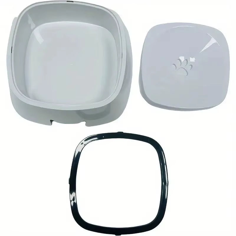 Spill-Proof Plastic Pet Water Bowl with Non-Slip Base & Floating Filter, Clear Design, No Batteries Needed, for Dogs, Travel, Pe