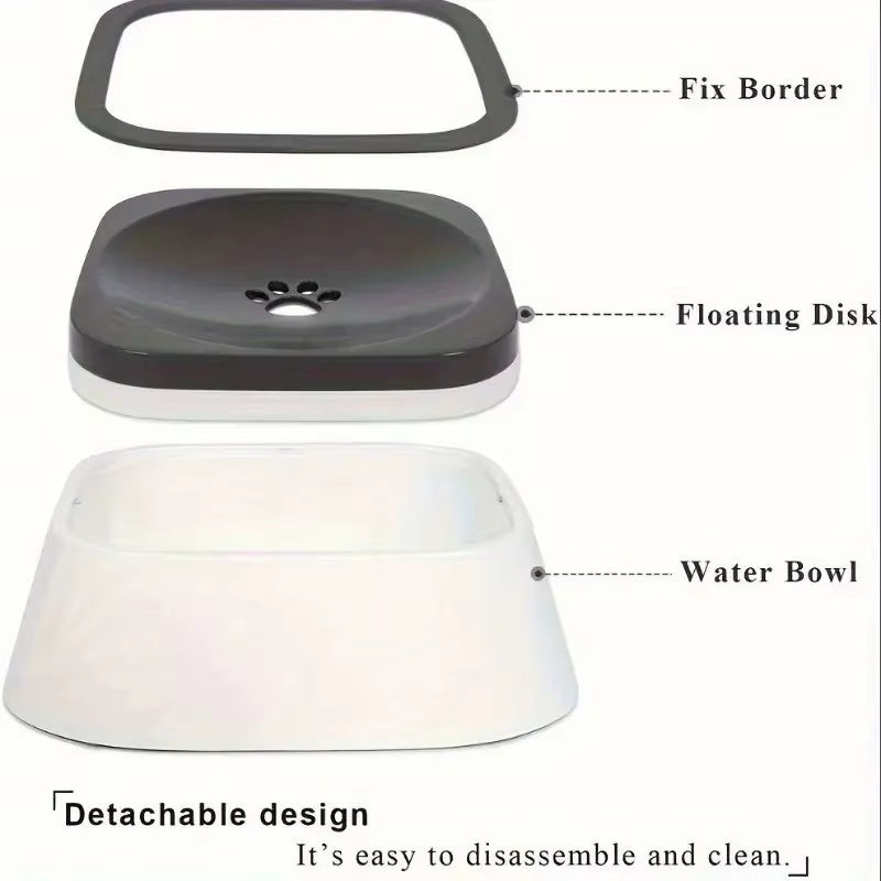 Spill-Proof Plastic Pet Water Bowl with Non-Slip Base & Floating Filter, Clear Design, No Batteries Needed, for Dogs, Travel, Pe