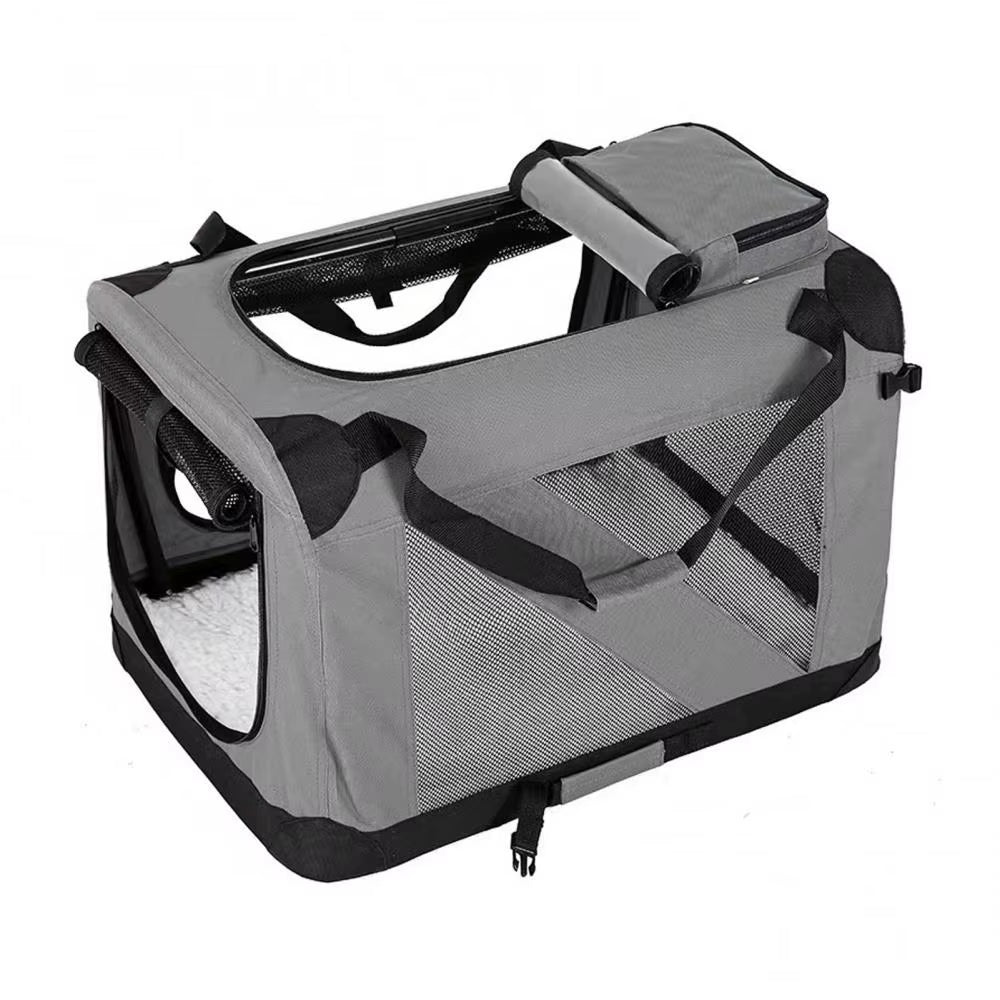 Foldable Pet Bed, Mesh Material Doors and Windows, Portable Travel Folding Pet Cage, Pet Box with Zipper Pocket, Soft Lining