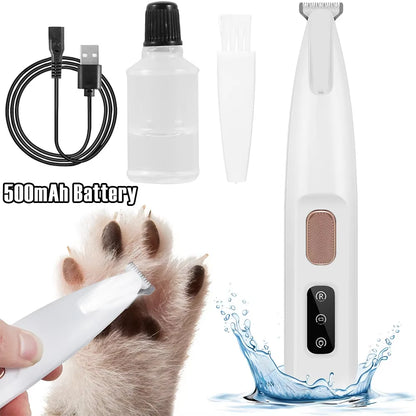Pet Dog Paw Trimmer 500Mah Rechargeable Fully Waterproof Pet Hair Trimmer with LED Display Dog Clippers 18Mm Widen Blade