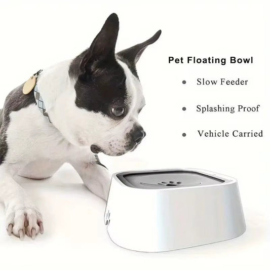 Spill-Proof Plastic Pet Water Bowl with Non-Slip Base & Floating Filter, Clear Design, No Batteries Needed, for Dogs, Travel, Pe