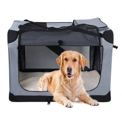 Foldable Pet Bed, Mesh Material Doors and Windows, Portable Travel Folding Pet Cage, Pet Box with Zipper Pocket, Soft Lining