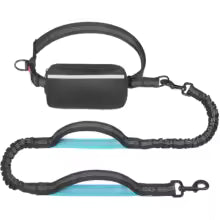 Hands Free Dog Leash with Zipper Pouch, Dual Padded Handles and Durable Bungee for Walking, Jogging and Running Your Dog