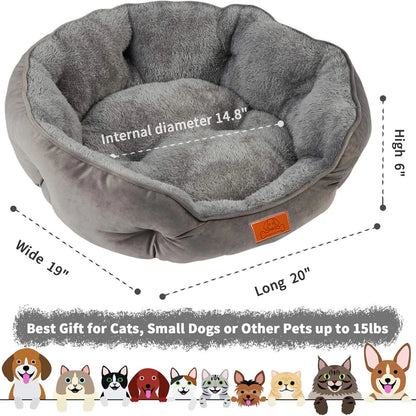 Pet Bed for Small and Large Pets, Soft, Washable, Non-Slip Base, Water Resistant, Grey, 50 Cm