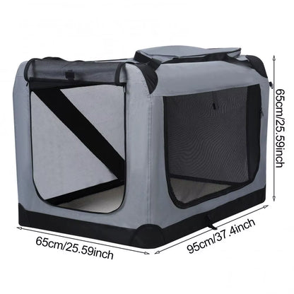 Foldable Pet Bed, Mesh Material Doors and Windows, Portable Travel Folding Pet Cage, Pet Box with Zipper Pocket, Soft Lining
